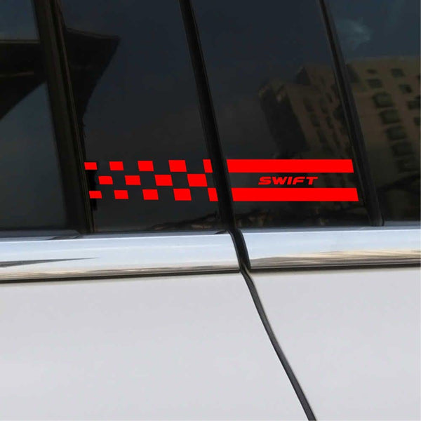 Car Door Pillar Stickers Vinyl Die Cut Car Side Decal Stripes Exterior Graphics Sticker Compatible for Swift L X H 22 X 3.75 cm
