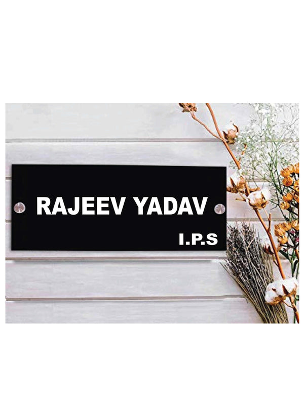 Woopme: Ips Theme Customised Modern Home 3D Name Plate Acrylic Board For House Outdoor & Indoor Use (Black, White)