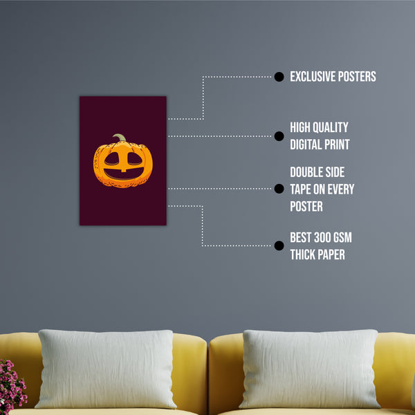Pumpkin Halloween Printed Poster On Wall Home Bedroom L x H 12 Inch x 18 Inch