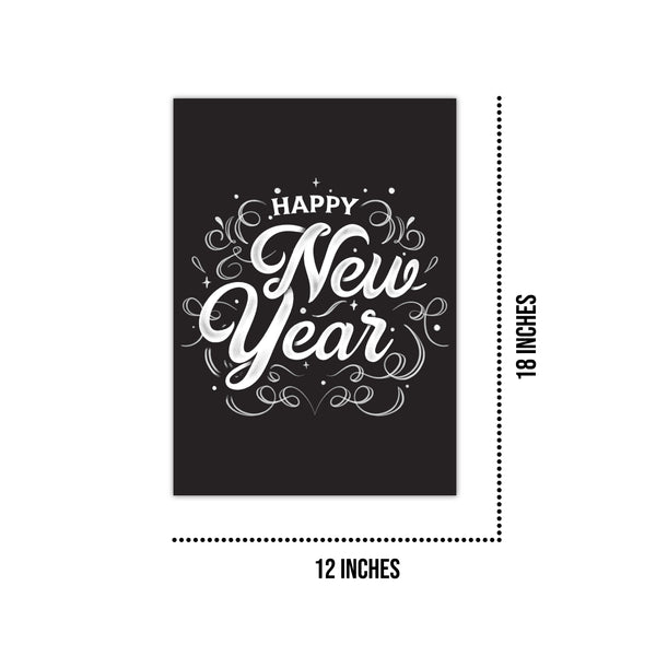 Printed Happy New Year Poster Home Bedroom Shops L x H 12 x 18 Inch