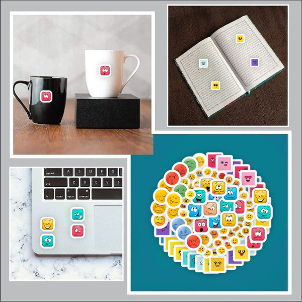 Smiley Emojis Theme Printed Scrapbook Mini Stickers Laptops Books Mobile Phones
