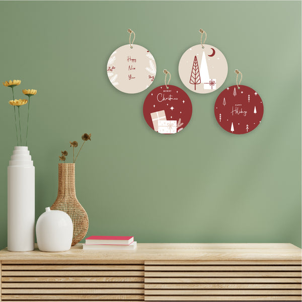 Christmas Theme Wooden Printed Wall Hanging Home House Living Room Décor