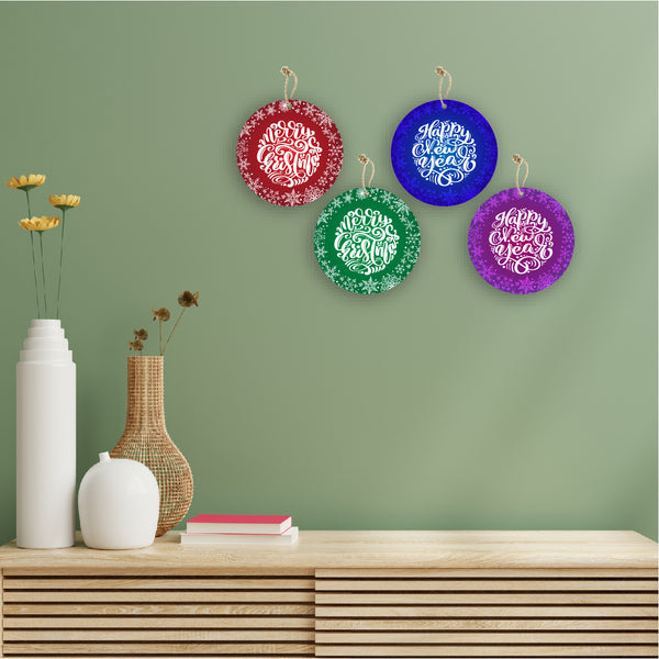 Merry Christmas Happy New Year Wooden Printed Wall Hanging Home House Living Room Décor