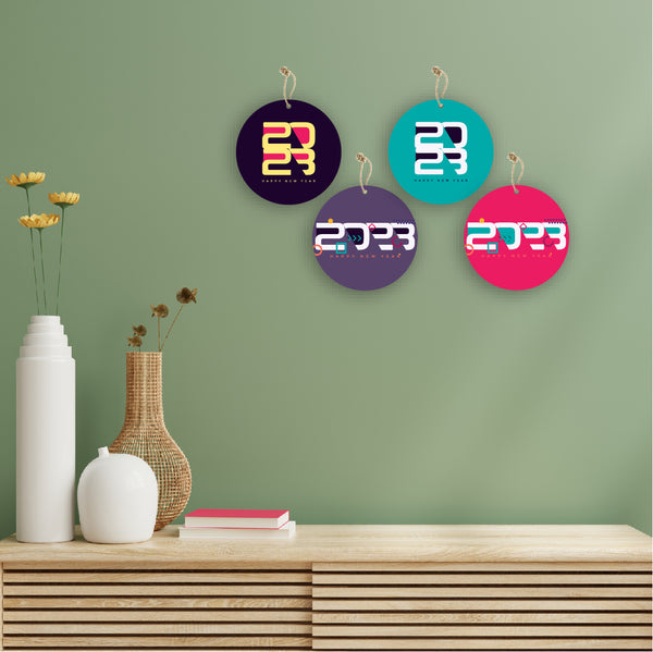 Happy New Year Theme Printed Wooden Wall Hanging Home Decorations House Living Room