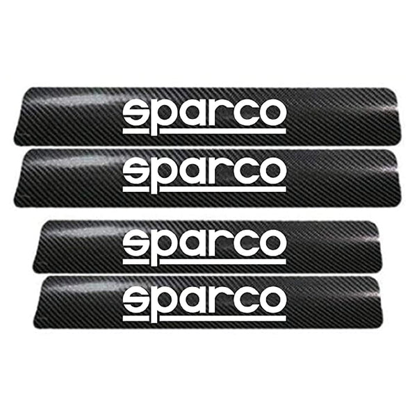 4PCS Anti-Scratch Door Sill Car Stickers Compatible for Sparco Car Exterior Sill Guard Protector Carbon Fiber and Vinyl Sticker