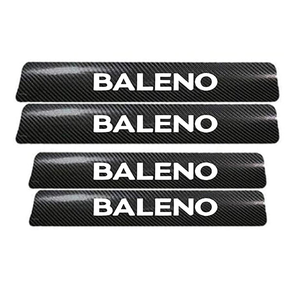 4PCS Anti-Scratch Door Sill Car Stickers Compatible for Baleno Car Exterior Sill Guard Protector Carbon Fiber and Vinyl Sticker