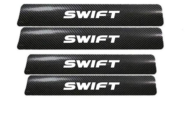 4 PCS Anti-Scratch Door Sill Car Stickers Compatible for Swift Car Exterior Sill Guard Protector Carbon Fiber and Vinyl Sticker