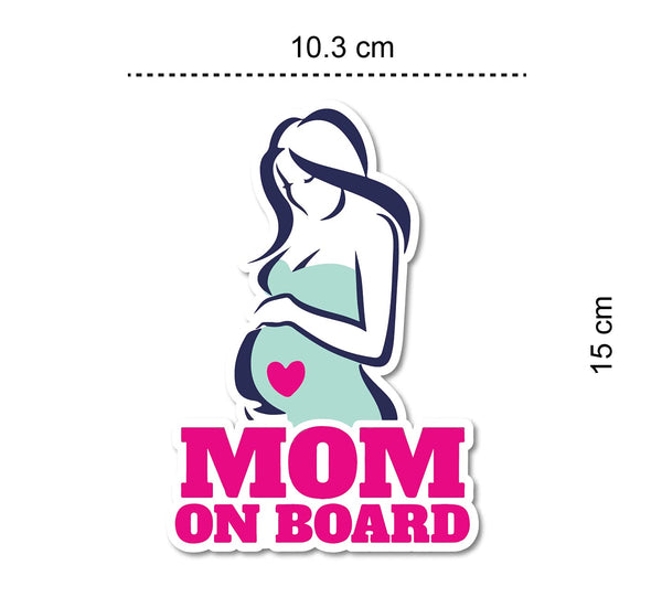 Mom On Board Autographic Printed Car Stickers Window Glass  L X H 10.3 x 15 CMS