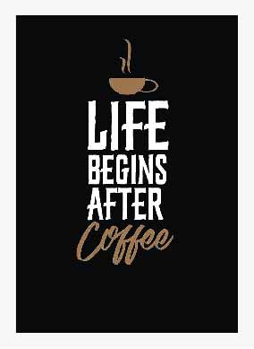 Synthetic Wood Wall Hanging Life Begins Coffee Quotes Photo Framed Poster for Kitchen Living Room Home Cafe Hotel Wall Frames